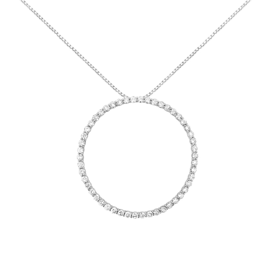 .925 Sterling Silver 4 cttw Prong Set, Round-Cut Diamond Open Circle Hoop 18