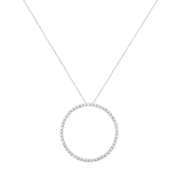 .925 Sterling Silver 4 cttw Prong Set, Round-Cut Diamond Open Circle Hoop 18