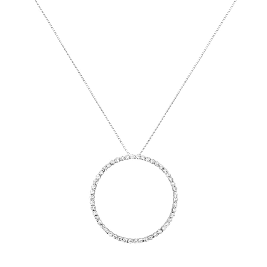 .925 Sterling Silver 4 cttw Prong Set, Round-Cut Diamond Open Circle Hoop 18