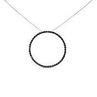 .925 Sterling Silver Black Diamond Open Hoop Circle 18