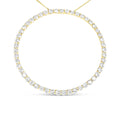 10K yellow gold necklace with round diamond stones in an open circle pendant