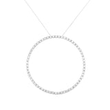 925 sterling silver necklace with round diamond open circle hoop pendant thumbnail 1