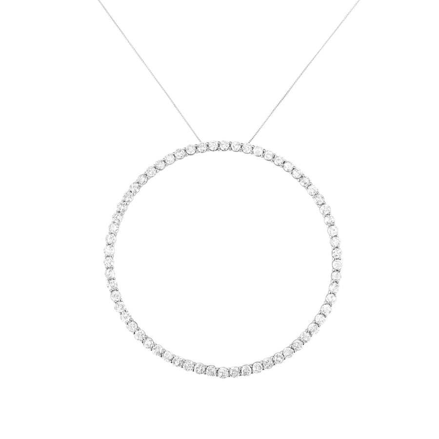 .925 Sterling Silver 5.0 Cttw Prong Set Round-cut Diamond Open Circle Hoop 18
