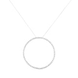 .925 Sterling Silver 5.0 Cttw Prong Set Round-cut Diamond Open Circle Hoop 18