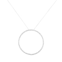 .925 Sterling Silver 5.0 Cttw Prong Set Round-cut Diamond Open Circle Hoop 18