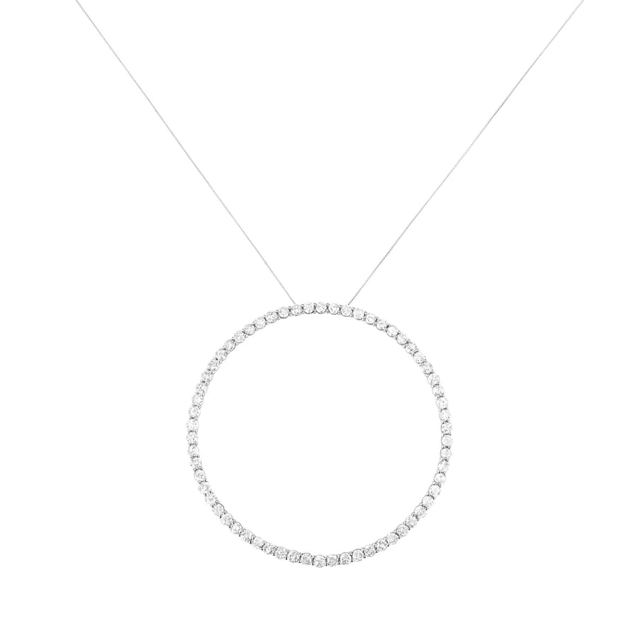 .925 Sterling Silver 5.0 Cttw Prong Set Round-cut Diamond Open Circle Hoop 18