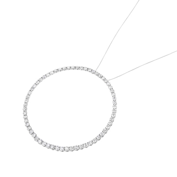 .925 Sterling Silver 5.0 Cttw Prong Set Round-cut Diamond Open Circle Hoop 18
