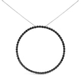 .925 Sterling Silver Black Diamond Open Hoop Circle 18