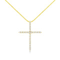 10K yellow gold cross necklace with round diamond stones