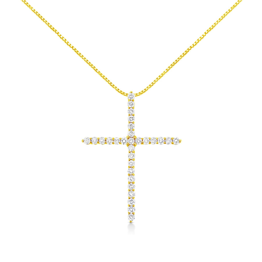10K Yellow Gold 3.00 cttw Round-Cut Diamond Cross 18