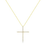 10K Yellow Gold Plated .925 Sterling Silver 3.0 Cttw Prong-Set Round Brilliant Cut Diamond Cross 18