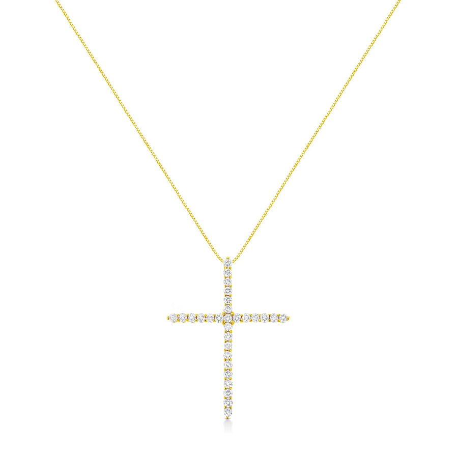 10K Yellow Gold 3.00 cttw Round-Cut Diamond Cross 18
