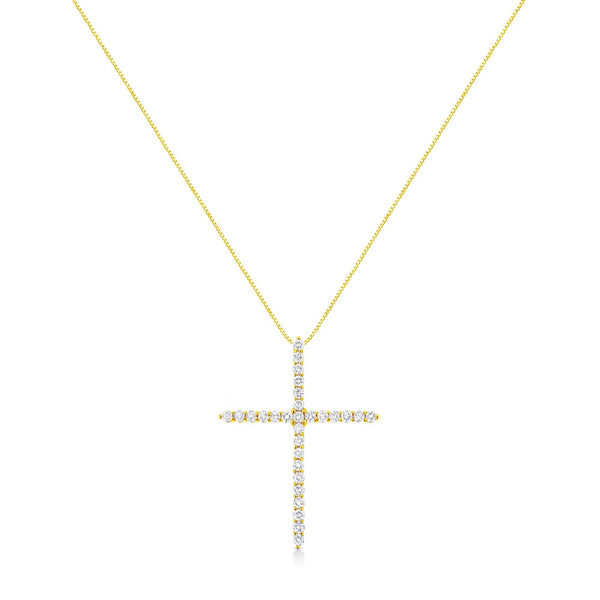 10K Yellow Gold 3.00 cttw Round-Cut Diamond Cross 18
