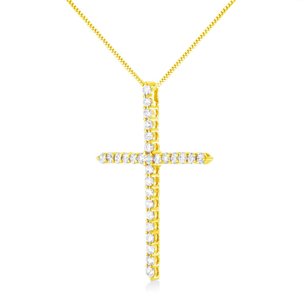 10K Yellow Gold 3.00 cttw Round-Cut Diamond Cross 18