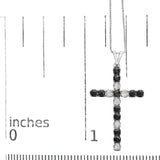 .925 Sterling Silver 2.0 Cttw Prong Set Round Natural Treated Black and White Diamond Cross Pendant Necklace - 18