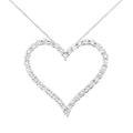 925 sterling silver open heart necklace with round diamond stones