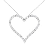 .925 Sterling Silver 3.0 cttw Round-Cut Diamond Open Heart Pendant Necklace (I-J Color, I2-I3 Clarity) - 18
