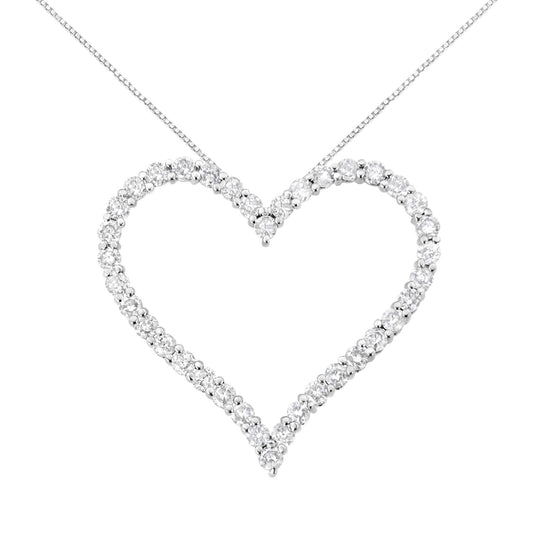 .925 Sterling Silver 3.0 cttw Round-Cut Diamond Open Heart Pendant Necklace (I-J Color, I2-I3 Clarity) - 18"-0