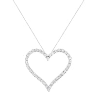 .925 Sterling Silver 3.0 cttw Round-Cut Diamond Open Heart Pendant Necklace (I-J Color, I2-I3 Clarity) - 18