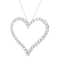 .925 Sterling Silver 3.0 cttw Round-Cut Diamond Open Heart Pendant Necklace (I-J Color, I2-I3 Clarity) - 18
