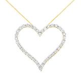 10k Yellow Gold Plated .925 Sterling Silver 3.0 cttw Round-Cut Diamond Open Heart Pendant Necklace (J-K Color, I1-I2 Clarity) - 18