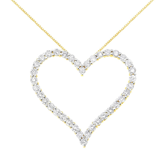 10k Yellow Gold Plated .925 Sterling Silver 3.0 cttw Round-Cut Diamond Open Heart Pendant Necklace (J-K Color, I1-I2 Clarity) - 18"-0