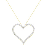 10k Yellow Gold Plated .925 Sterling Silver 3.0 cttw Round-Cut Diamond Open Heart Pendant Necklace (J-K Color, I1-I2 Clarity) - 18