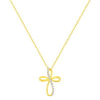 .925 Sterling Silver Diamond Accent Cross Ribbon 18
