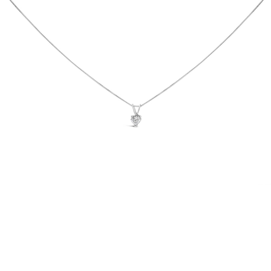 14K White Gold 3-Prong Set Heart Shaped Solitaire Lab Grown Diamond 18