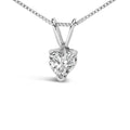 14K white gold necklace with heart lab grown diamond in 3-prong setting
