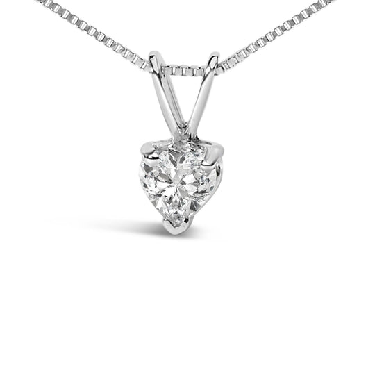 14K White Gold 3-Prong Set Heart Shaped Solitaire Lab Grown Diamond 18" Pendant Necklace (F-G Color, VS2-SI1 Clarity)-0
