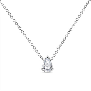 AGS Certified 14K White Gold 1/2 Cttw Diamond Pear 18