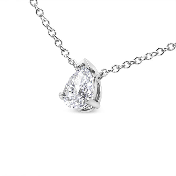 AGS Certified 14K White Gold 1/2 Cttw Diamond Pear 18