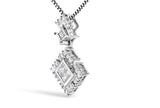 10K White Gold 1/2 Cttw Princess Cut Rhombus Drop Pendant Necklace-3 thumbnail 4
