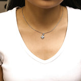 10K White Gold 1/2 Cttw Princess Cut Rhombus Drop Pendant Necklace-2 thumbnail 3