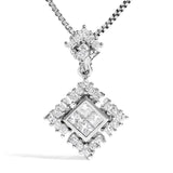 10K White Gold Princess Cut Diamond Geometric Pendant Necklace-1 thumbnail 2