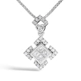 10K White Gold 1/5 Cttw Diamond Geometric Design Pendant Necklace-1 thumbnail 2