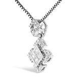 10K White Gold 1/5 Cttw Diamond Geometric Design Pendant Necklace-3 thumbnail 4