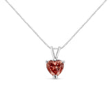 14K white gold necklace with 1 heart pink diamond solitaire pendant thumbnail 1