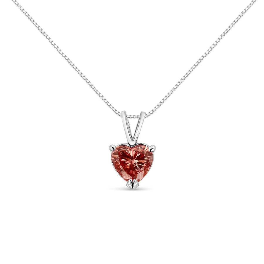 IGI Certified 14K White Gold Martini Set 1.00 Cttw Lab Grown Pink Heart Diamond Solitaire 18
