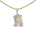 Men's 10K Yellow Gold 1 1/3 Cttw Diamond Studded Jesus Pendant Necklace-0