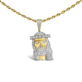 Men's 10K Yellow Gold 1 1/3 Cttw Diamond Studded Jesus Pendant Necklace-0 thumbnail 1