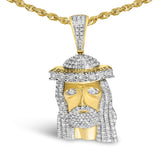 Men's 10K Yellow Gold 1 1/3 Cttw Diamond Studded Jesus Pendant Necklace-1 thumbnail 2