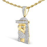 Men's 10K Yellow Gold 1 1/3 Cttw Diamond Studded Jesus Pendant Necklace-3 thumbnail 4
