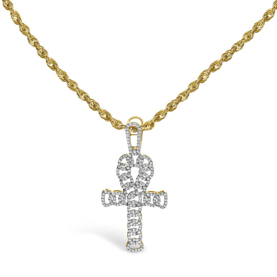 Men's 10K Yellow Gold 1.00 Cttw Ankh Cross Pendant-0
