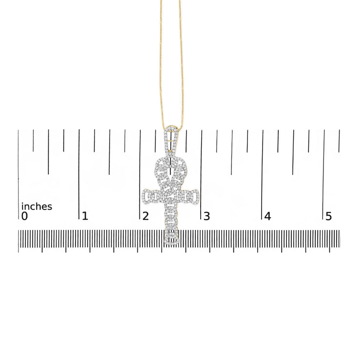 10K Yellow Gold 1.00 Cttw Ankh Cross Pendant (H-I Color, SI1-SI2 Clarity) -18
