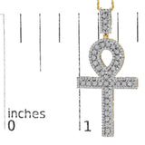 Men's 10K Yellow Gold 1.00 Cttw Diamond Ankh Cross Pendant Necklace-4 thumbnail 5