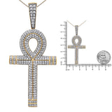 10K Yellow Gold 1 7/8 Cttw Round Diamond Ankh Cross Pendant Necklace for Men (H-I Color, SI1-SI2 Clarity) - NO CHAIN INCLUDED-3 thumbnail 4