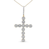 10K Yellow Gold 5/8 Cttw Miracle Set Round Diamond Circle Link Cross Pendant Necklace for Men (H-I Color, SI1-SI2 Clarity) - NO CHAIN INCLUDED-0 thumbnail 1