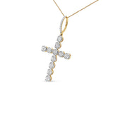 10K Yellow Gold 5/8 Cttw Miracle Set Round Diamond Circle Link Cross Pendant Necklace for Men (H-I Color, SI1-SI2 Clarity) - NO CHAIN INCLUDED-1 thumbnail 2